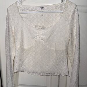 Cotton On Cream Lace Long Sleeve Blouse
